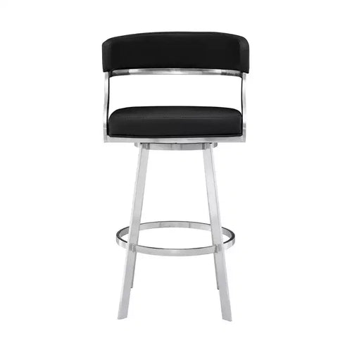Sgabello da bar Saturn in similpelle da 26" altezza bancone: girevole, schienale basso, Armen Living