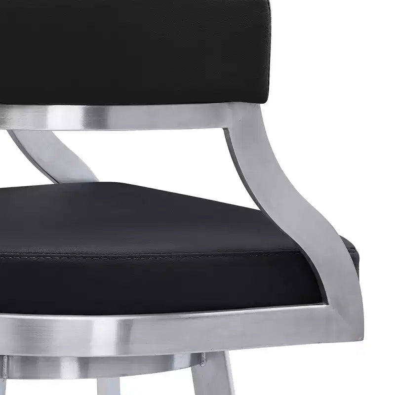 Sgabello da bar Saturn in similpelle da 26" altezza bancone: girevole, schienale basso, Armen Living