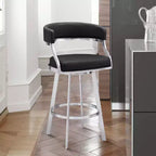 Sgabello da bar Saturn in similpelle da 26" altezza bancone: girevole, schienale basso, Armen Living