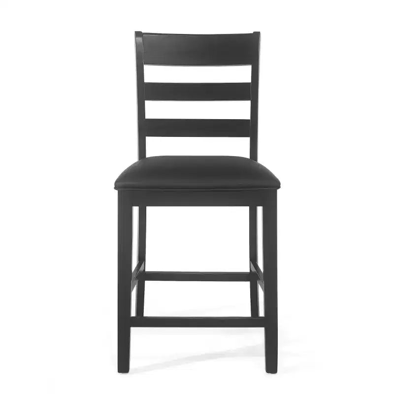 Christopher Knight Home 2 sgabelli da bar Benner Farmhouse, in legno, altezza bancone, colore nero: similpelle, gambe in legno di gomma, senza braccioli