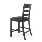 Christopher Knight Home 2 sgabelli da bar Benner Farmhouse, in legno, altezza bancone, colore nero: similpelle, gambe in legno di gomma, senza braccioli
