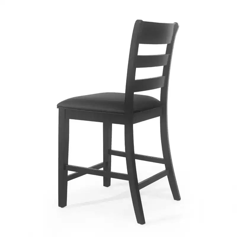 Christopher Knight Home 2 sgabelli da bar Benner Farmhouse, in legno, altezza bancone, colore nero: similpelle, gambe in legno di gomma, senza braccioli