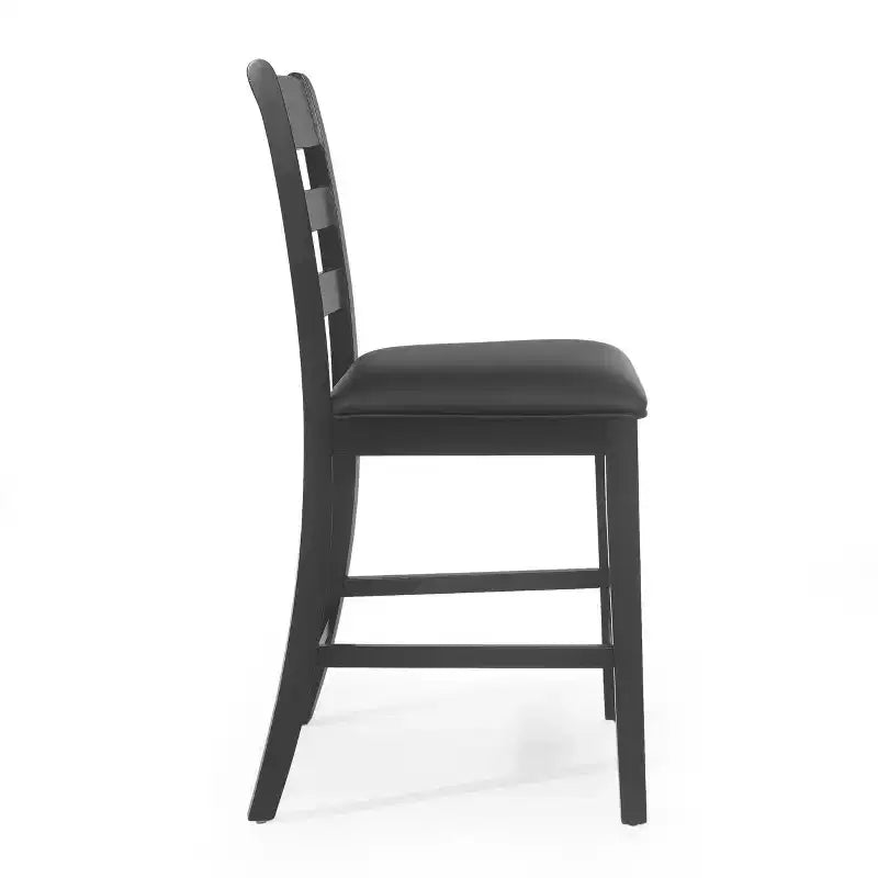 Christopher Knight Home 2 sgabelli da bar Benner Farmhouse, in legno, altezza bancone, colore nero: similpelle, gambe in legno di gomma, senza braccioli