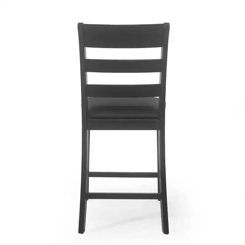 Christopher Knight Home 2 sgabelli da bar Benner Farmhouse, in legno, altezza bancone, colore nero: similpelle, gambe in legno di gomma, senza braccioli