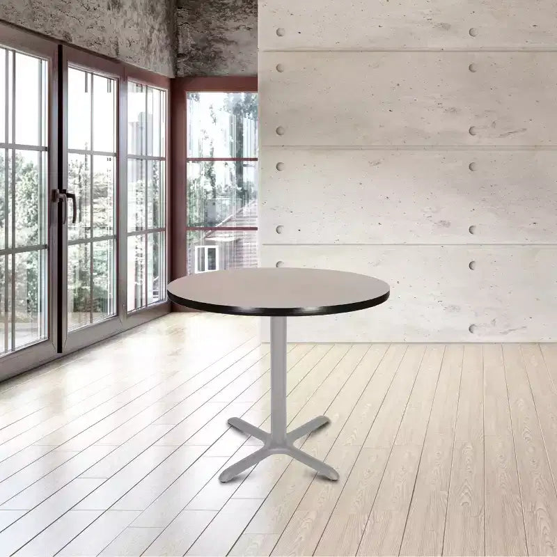 Tavolo da pranzo rotondo con base a X 30" Bennet Collection Hampden Furnishings Grigio/Grigio Nebulosa