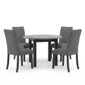 5pc Kellum Contemporary Round Dining Set: Faux Marble Top, Nailhead Trim Chairs - miBasics