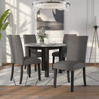 Set da pranzo Kellum contemporaneo da 5 pezzi: piano in finto marmo, sedie con borchie - miBasics