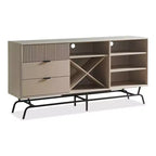 Heath 60" Modern Buffet with Wine Cabinet Taupe - miBasics: Storage Console, 3 Drawers, 4 Fixed Shelves