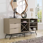 Heath Madia Moderna da 152 cm con Cantinetta da Vino Color Tortora - miBasics: Consolle Contenitore, 3 Cassetti, 4 Ripiani Fissi