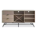 Heath Madia Moderna da 152 cm con Cantinetta da Vino Color Tortora - miBasics: Consolle Contenitore, 3 Cassetti, 4 Ripiani Fissi