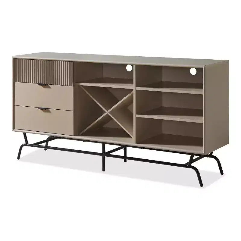 Heath Madia Moderna da 152 cm con Cantinetta da Vino Color Tortora - miBasics: Consolle Contenitore, 3 Cassetti, 4 Ripiani Fissi