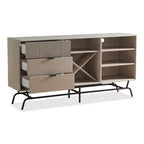 Heath Madia Moderna da 152 cm con Cantinetta da Vino Color Tortora - miBasics: Consolle Contenitore, 3 Cassetti, 4 Ripiani Fissi