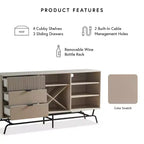 Heath Madia Moderna da 152 cm con Cantinetta da Vino Color Tortora - miBasics: Consolle Contenitore, 3 Cassetti, 4 Ripiani Fissi