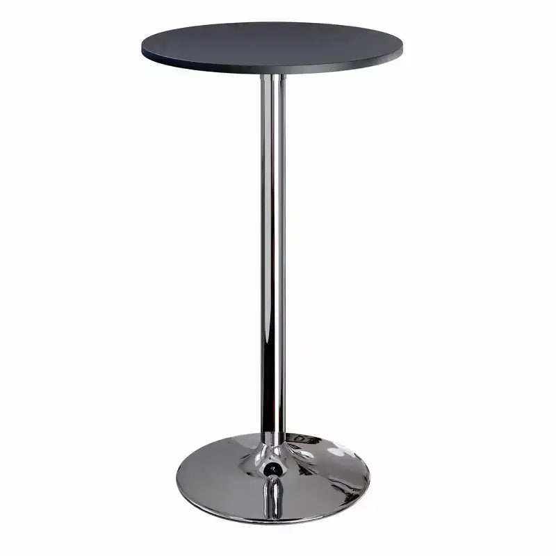 24" Spectrum Round Bar Height Table with Metal Legs Black - Winsome: Chrome Base, MDF Top, Contemporary Style