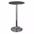 24" Spectrum Round Bar Height Table with Metal Legs Black - Winsome: Chrome Base, MDF Top, Contemporary Style