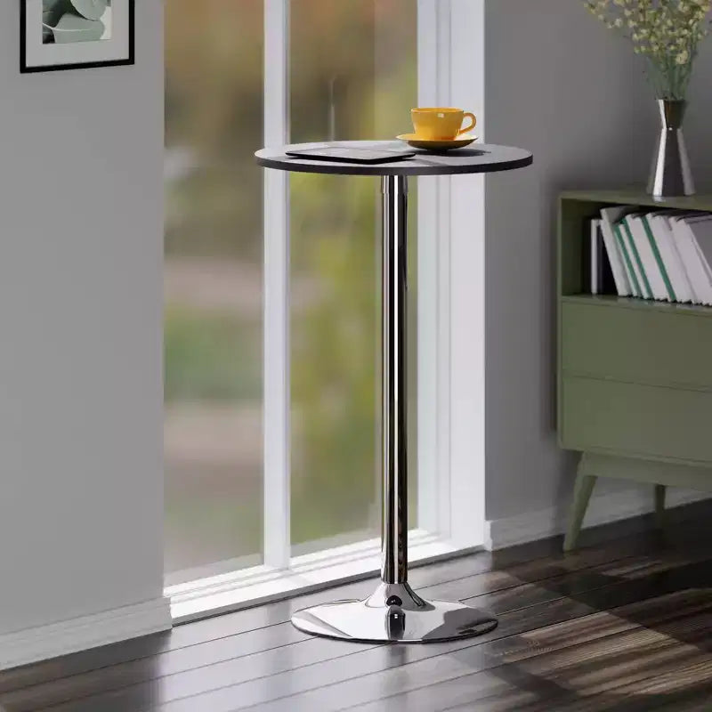 Tavolo rotondo Spectrum da 24" ad altezza bar con gambe in metallo nero - Winsome: Base cromata, piano in MDF, stile contemporaneo