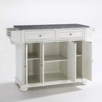 Isola da cucina/Carrello a dimensioni piene Crosley Alexandria in granito grigio con piano bianco: Contenitore, Portaspezie, Portasciugamani
