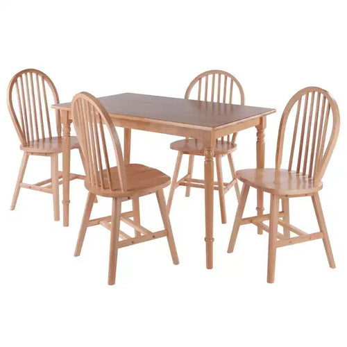 5pc Ravenna Dining Table Set Natural - Winsome: Rectangle Wood, 4 Chairs, Transitional Style