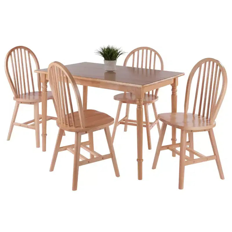 Set tavolo da pranzo Ravenna da 5 pezzi naturale - Winsome: legno rettangolare, 4 sedie, stile transizionale