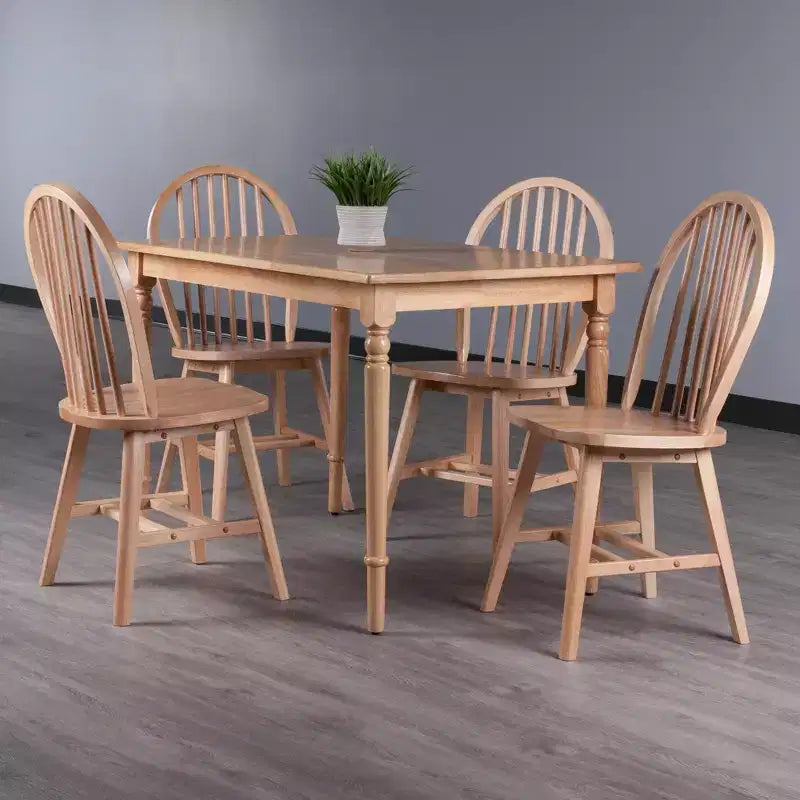Set tavolo da pranzo Ravenna da 5 pezzi naturale - Winsome: legno rettangolare, 4 sedie, stile transizionale