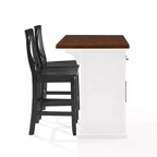 Crosley 42" Bartlett Isola Cucina con Piano in Legno e Sgabelli X-Back Bianco/Nero: Stile Farmhouse, Ripiani Regolabili