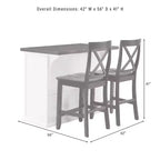 Crosley 42" Bartlett Isola Cucina con Piano in Legno e Sgabelli X-Back Bianco/Nero: Stile Farmhouse, Ripiani Regolabili