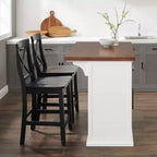Crosley 42" Bartlett Isola Cucina con Piano in Legno e Sgabelli X-Back Bianco/Nero: Stile Farmhouse, Ripiani Regolabili