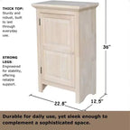 Credenza singola Jelly da 36" non finita - International Concepts: Legno massello, 2 ripiani, Legno di gomma