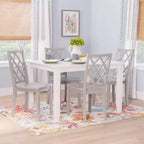 Set da pranzo rettangolare Powell Shelby 5 pezzi, altezza bancone, grigio