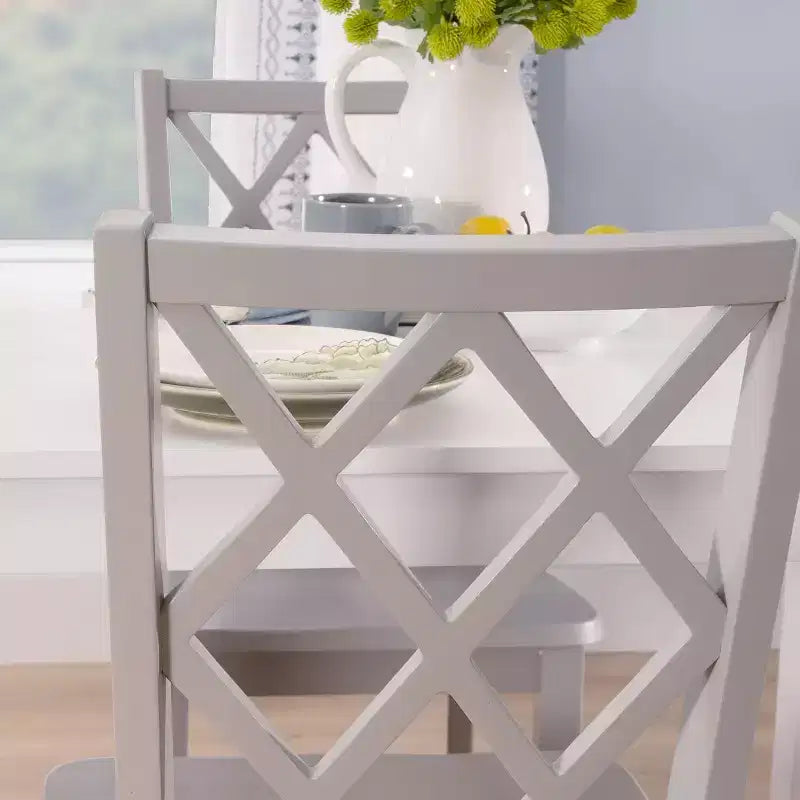 Set da pranzo rettangolare Powell Shelby 5 pezzi, altezza bancone, grigio