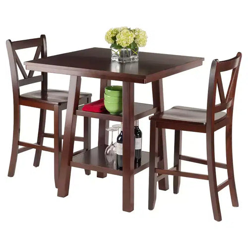 Set da pranzo 3 pz Orlando altezza bancone con sgabelli a V, contenitore - Winsome