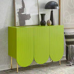 Lifestorey 3 Ante Ingrid Credenza Mid Century Moderna con Bordi Ondulati Verde Lime