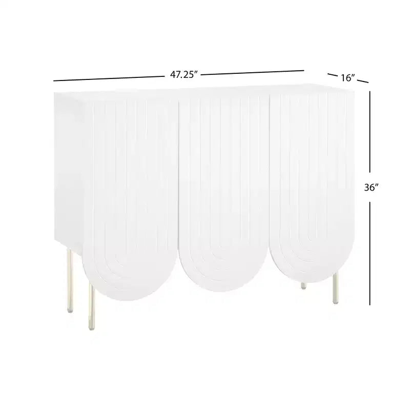 Lifestorey 3 Ante Ingrid Credenza Mid Century Moderna con Bordi Ondulati Verde Lime