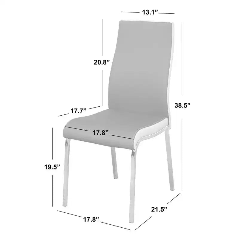 Buylateral Set da Pranzo Retrò Torrance 3 Pezzi con Sedie Imbottite e Schienale Alto Finitura Bianco/Cromo/Grigio