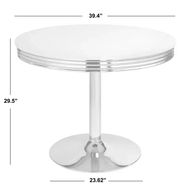 Buylateral Set da Pranzo Retrò Torrance 3 Pezzi con Sedie Imbottite e Schienale Alto Finitura Bianco/Cromo/Grigio