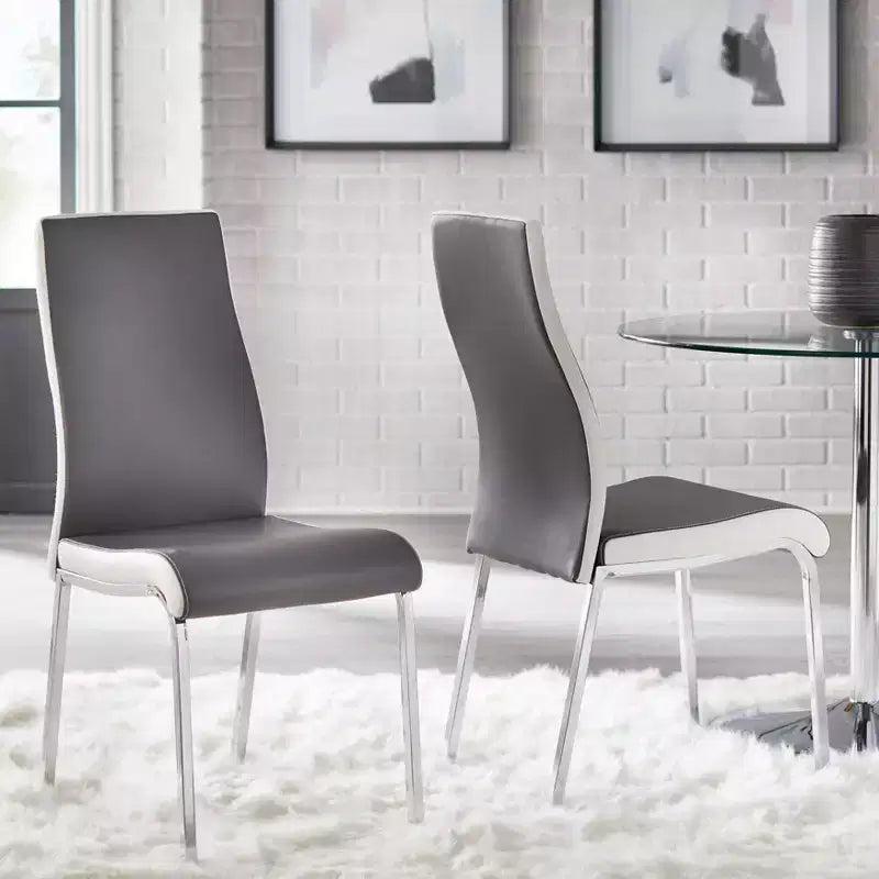 Buylateral Set da Pranzo Retrò Torrance 3 Pezzi con Sedie Imbottite e Schienale Alto Finitura Bianco/Cromo/Grigio