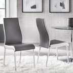 Buylateral Set da Pranzo Retrò Torrance 3 Pezzi con Sedie Imbottite e Schienale Alto Finitura Bianco/Cromo/Grigio