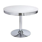 Buylateral Set da Pranzo Retrò Torrance 3 Pezzi con Sedie Imbottite e Schienale Alto Finitura Bianco/Cromo/Grigio