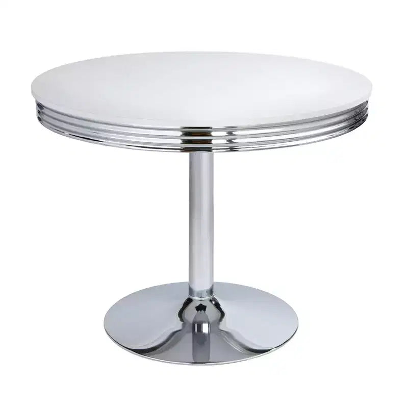 Buylateral Set da Pranzo Retrò Torrance 3 Pezzi con Sedie Imbottite e Schienale Alto Finitura Bianco/Cromo/Grigio