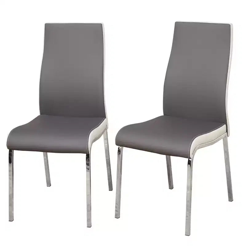 Buylateral Set da Pranzo Retrò Torrance 3 Pezzi con Sedie Imbottite e Schienale Alto Finitura Bianco/Cromo/Grigio