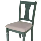 Set da pranzo 6 pezzi con sedie e panca imbottite Reagan, colore verde acqua - Powell: Stile rustico Mid-Century, gambe tornite, sedile imbottito, legno di gomma