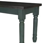 Set da pranzo 6 pezzi con sedie e panca imbottite Reagan, colore verde acqua - Powell: Stile rustico Mid-Century, gambe tornite, sedile imbottito, legno di gomma