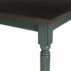 Set da pranzo 6 pezzi con sedie e panca imbottite Reagan, colore verde acqua - Powell: Stile rustico Mid-Century, gambe tornite, sedile imbottito, legno di gomma