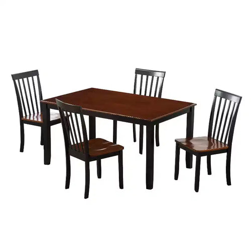 5pc Bloomington Dining Set Black And Cherry - Boraam: Traditional Style, Rubberwood Frame, Tapered Legs, Rectangle Table