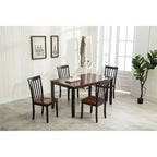 Set da pranzo Bloomington 5 pezzi nero e ciliegio - Boraam: stile tradizionale, struttura in legno di gomma, gambe affusolate, tavolo rettangolare