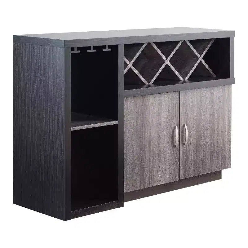 Alsco Buffet Server with Wine Rack Distressed Gray/ Light Oak - HOMES: Inside + Out