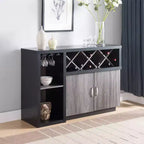 Alsco Buffet Server con Portabottiglie Grigio Anticatto/Quercia Chiaro - HOMES: Inside + Out