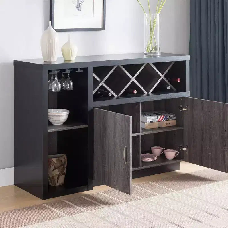 Alsco Buffet Server con Portabottiglie Grigio Anticatto/Quercia Chiaro - HOMES: Inside + Out