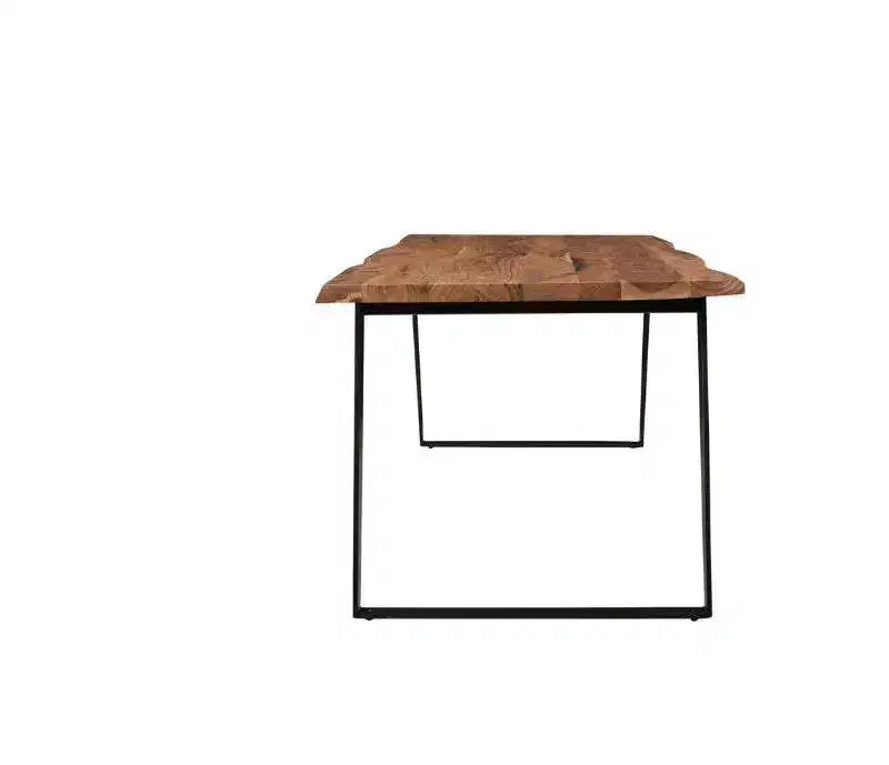 Tavolo da Pranzo a Bordo Vivo in Legno Massello Marrone 80" - Timbergirl