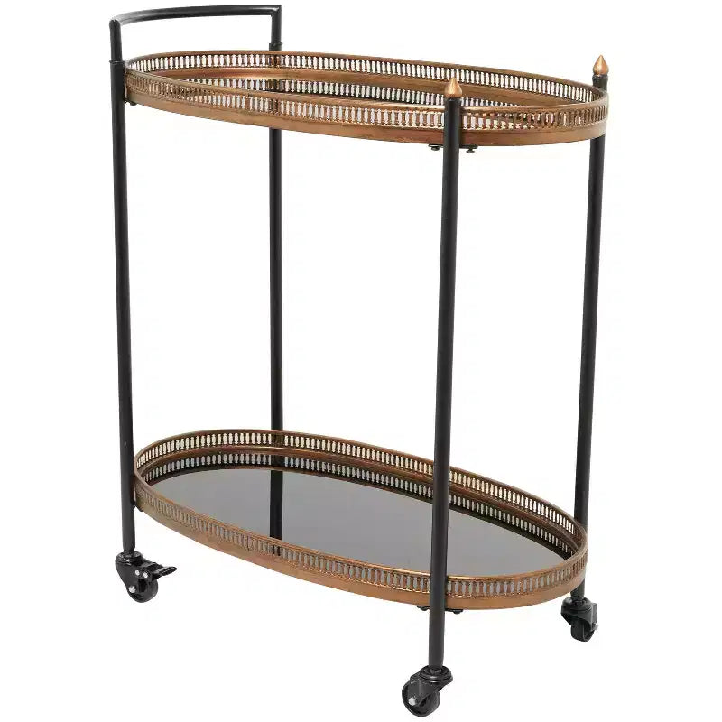 Modern Traditional Metal and Glass Bar Cart Brass - Olivia & May: No Assembly, Iron Frame, Indoor Use
